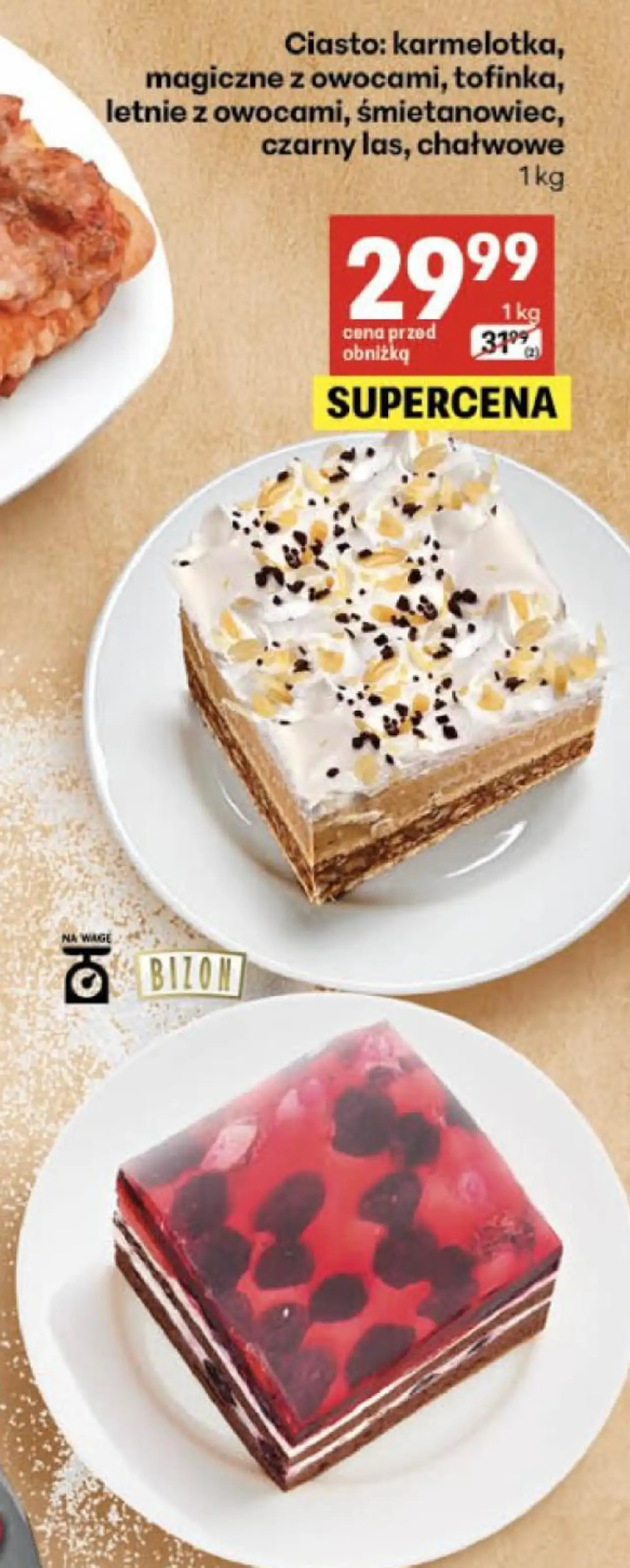 Ciasto: karmelotka, magiczne z owocami, tofinka, letnie z owocami, śmietanowiec, czarny las, chałwowe