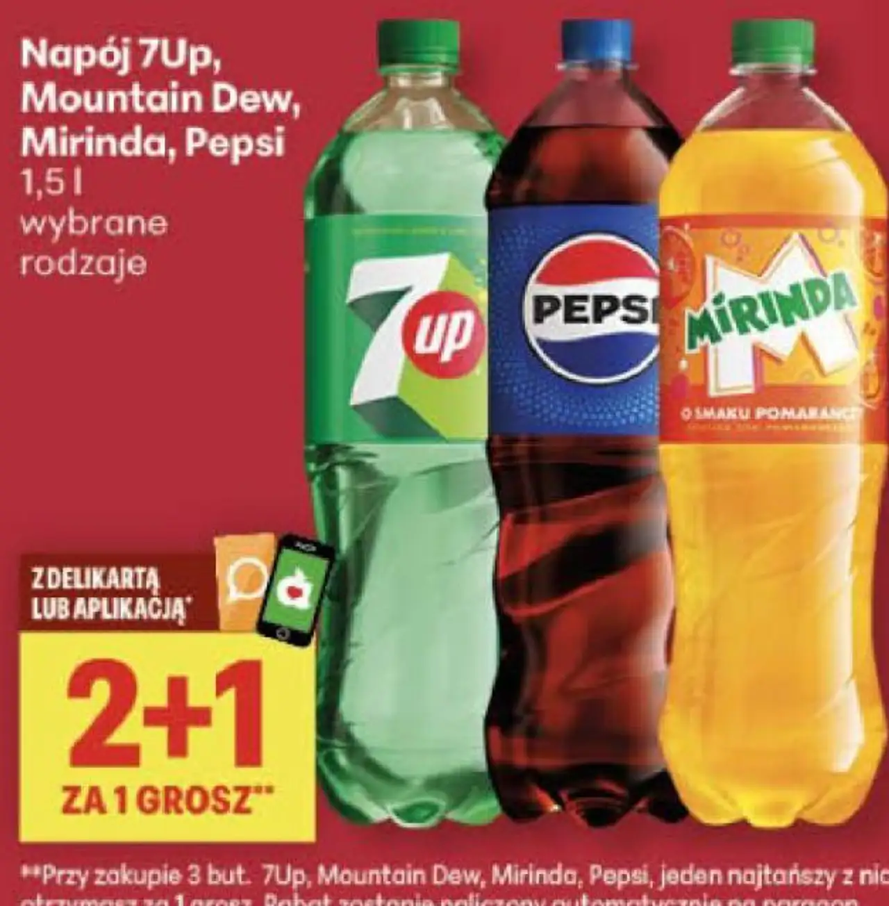 Napój 7Up, Mountain Dew, Mirinda, Pepsi 1,5 l wybrane rodzaje 2 + 1
