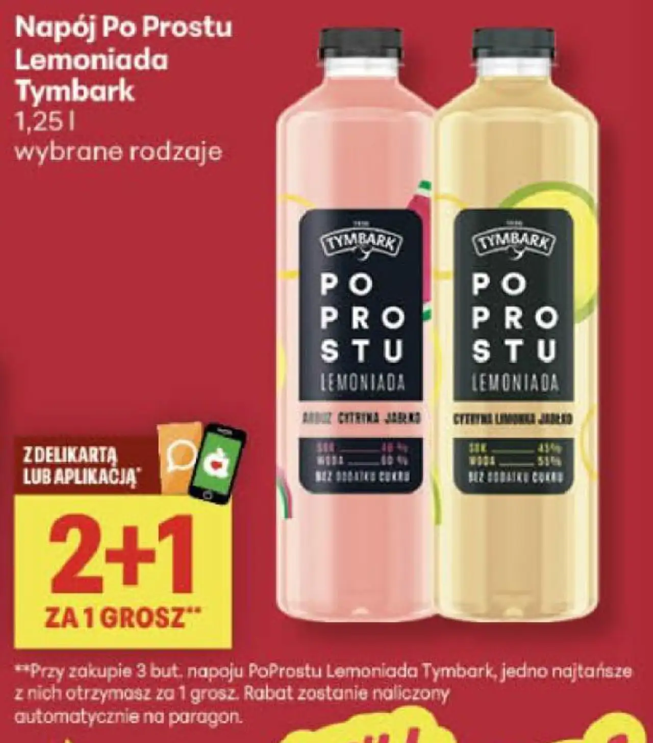 Napój Po Prostu Lemoniada Tymbark 1,25 l wybrane rodzaje 2 + 1