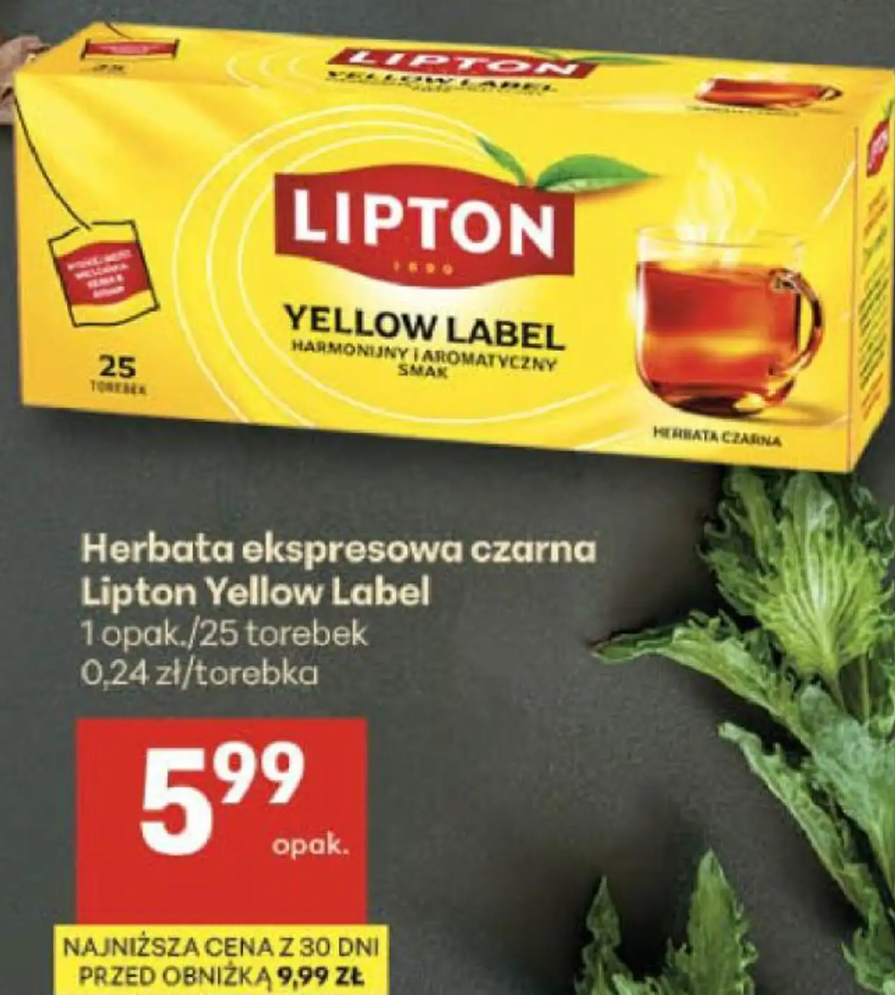 Herbata ekspresowa czarna Lipton Yellow Label