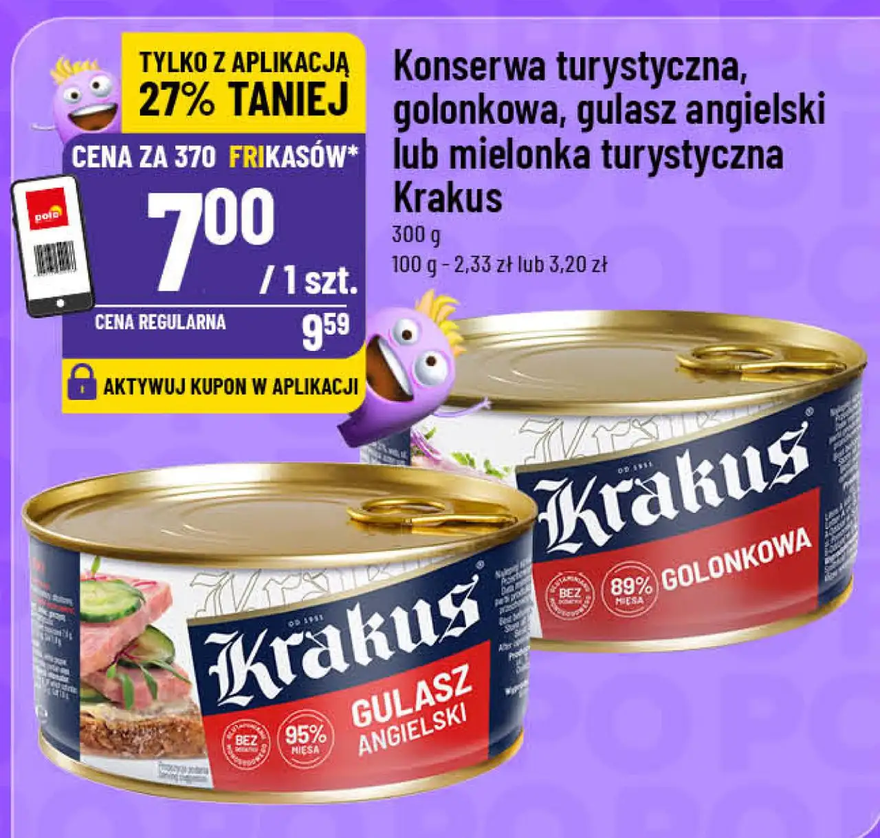 Konserwa turystyczna, golonkowa, gulasz angielski lub mielonka turystyczna Krakus