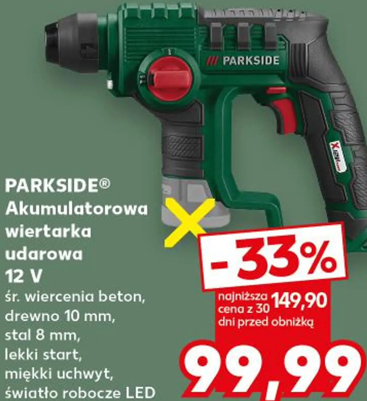 Akumulatorowa wiertarka udarowa 12 V PARKSIDE