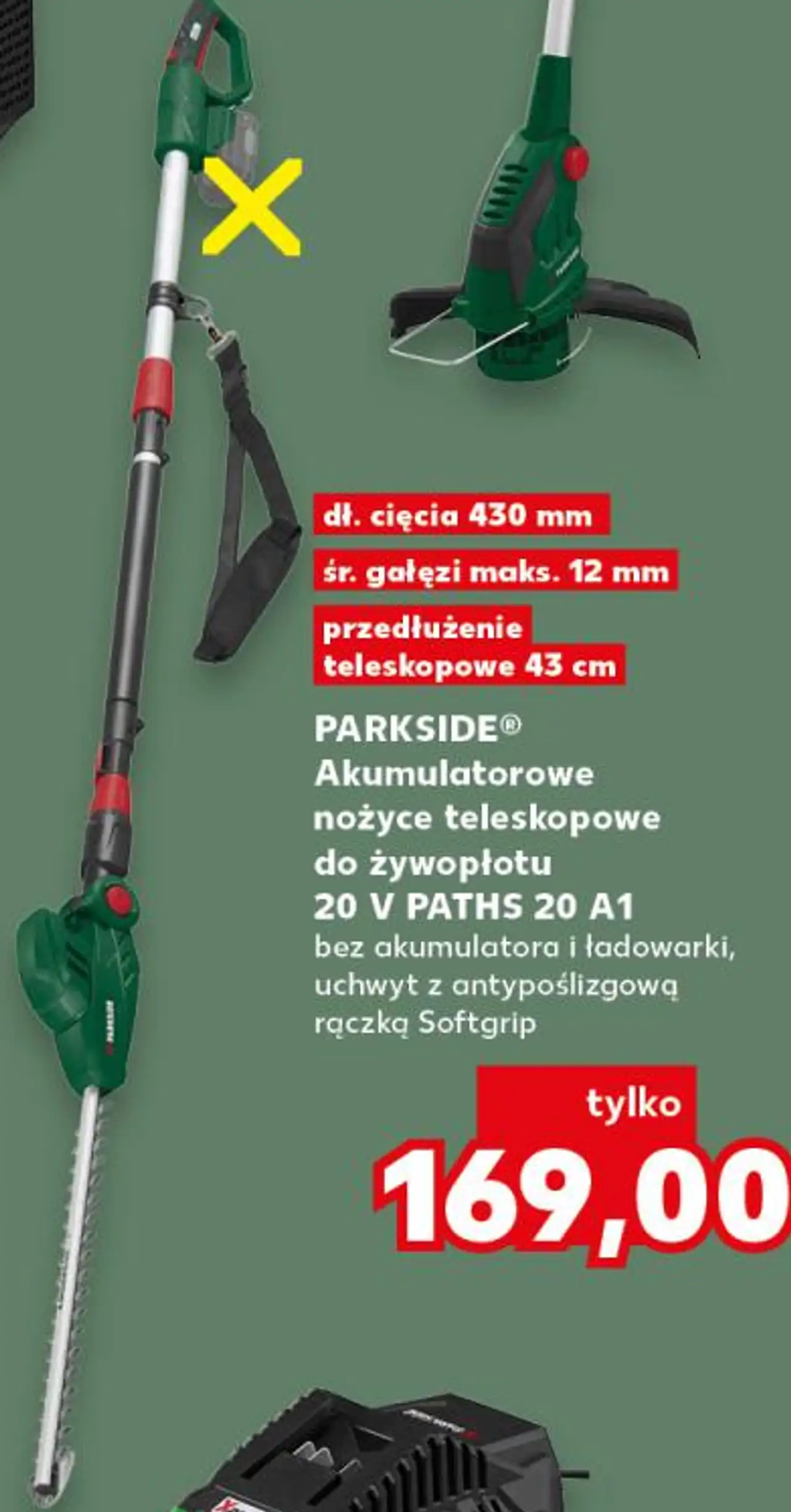 PARKSIDE Akumulatorowe nożyce teleskopowe do żywopłotu 20 V PATHS 20 A1