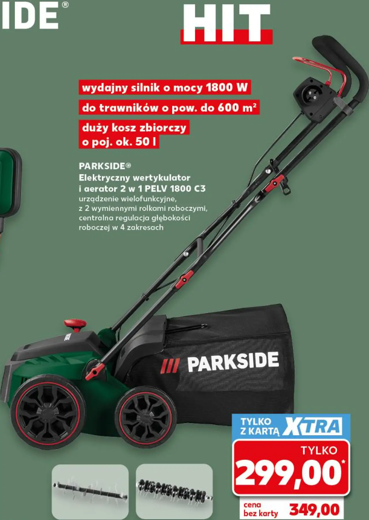 Elektryczny wertykulator i aerator 2 w 1 PELV 1800 C3 PARKSIDE