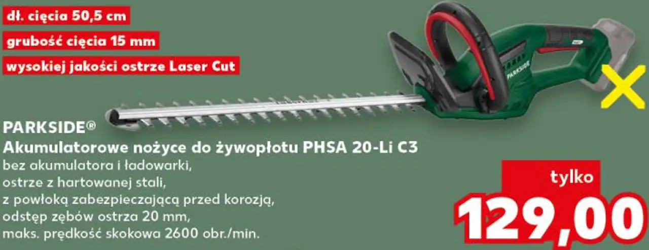PARKSIDE® Akumulatorowe nożyce do żywopłotu PHSA 20-Li C3