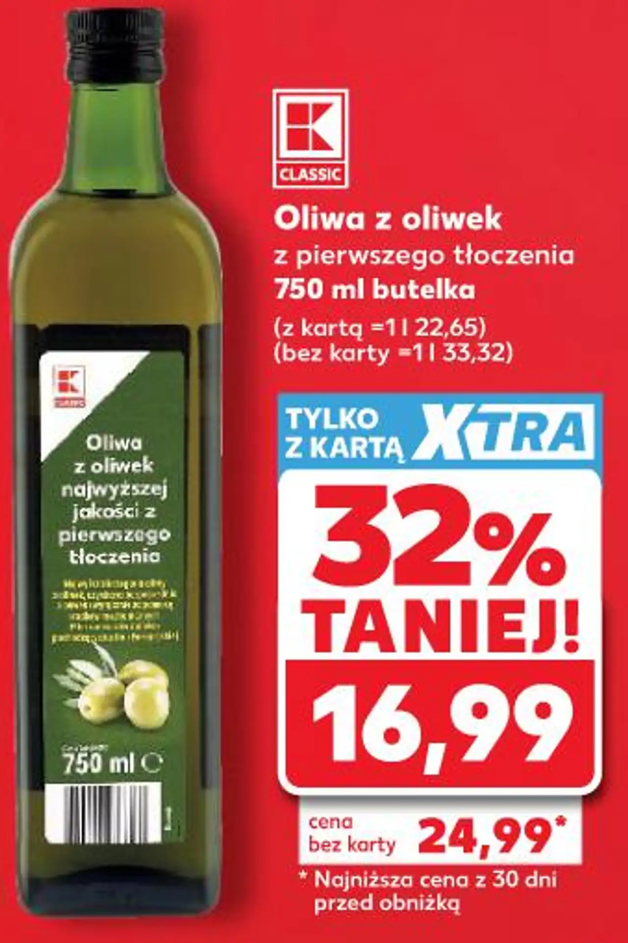 K-Classic Oliwa z oliwek z pierwszego tłoczenia 750 ml butelka