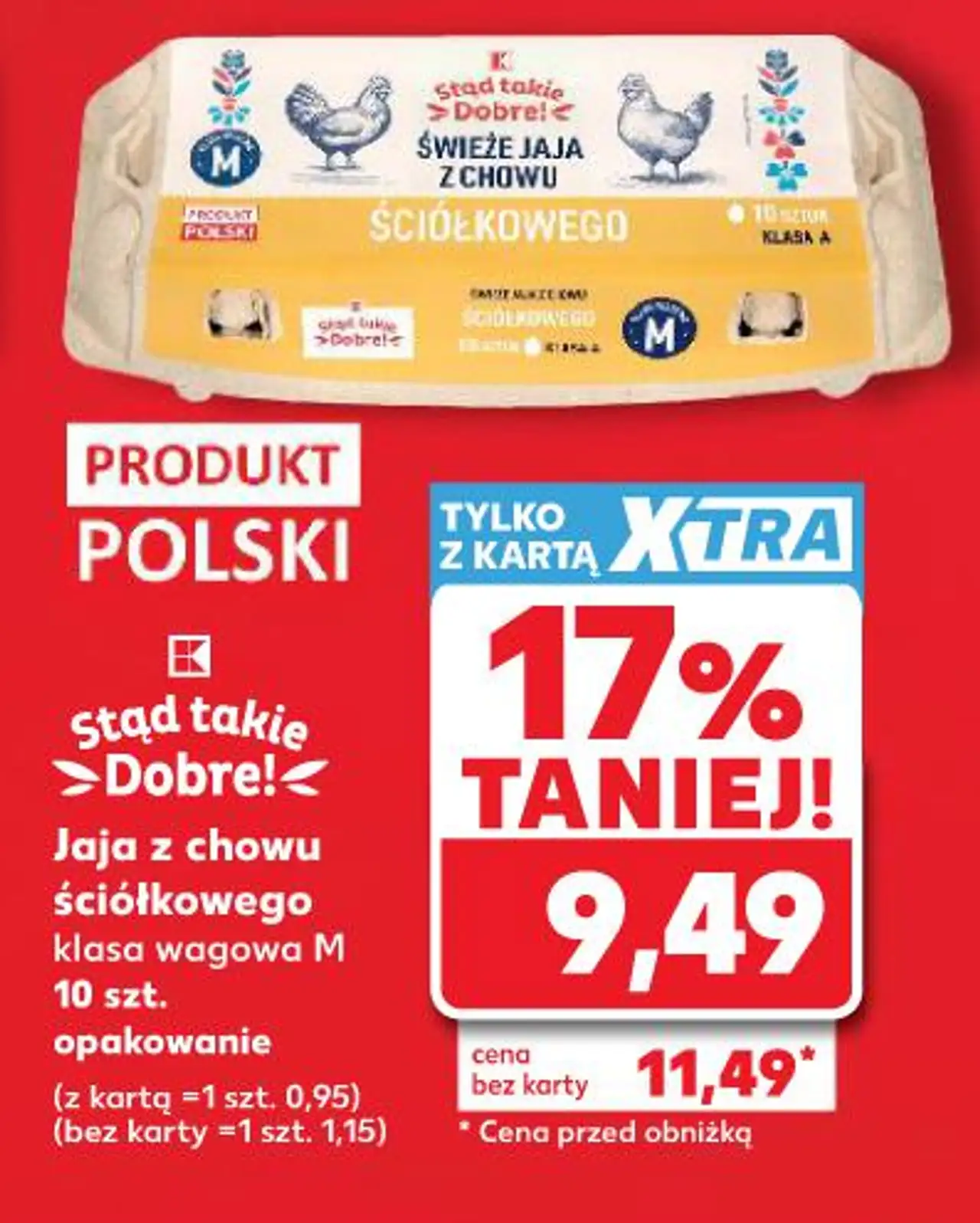 Stąd takie >Dobre!< Jaja z chowu ściółkowego klasa wagowa M 10 szt. opakowanie