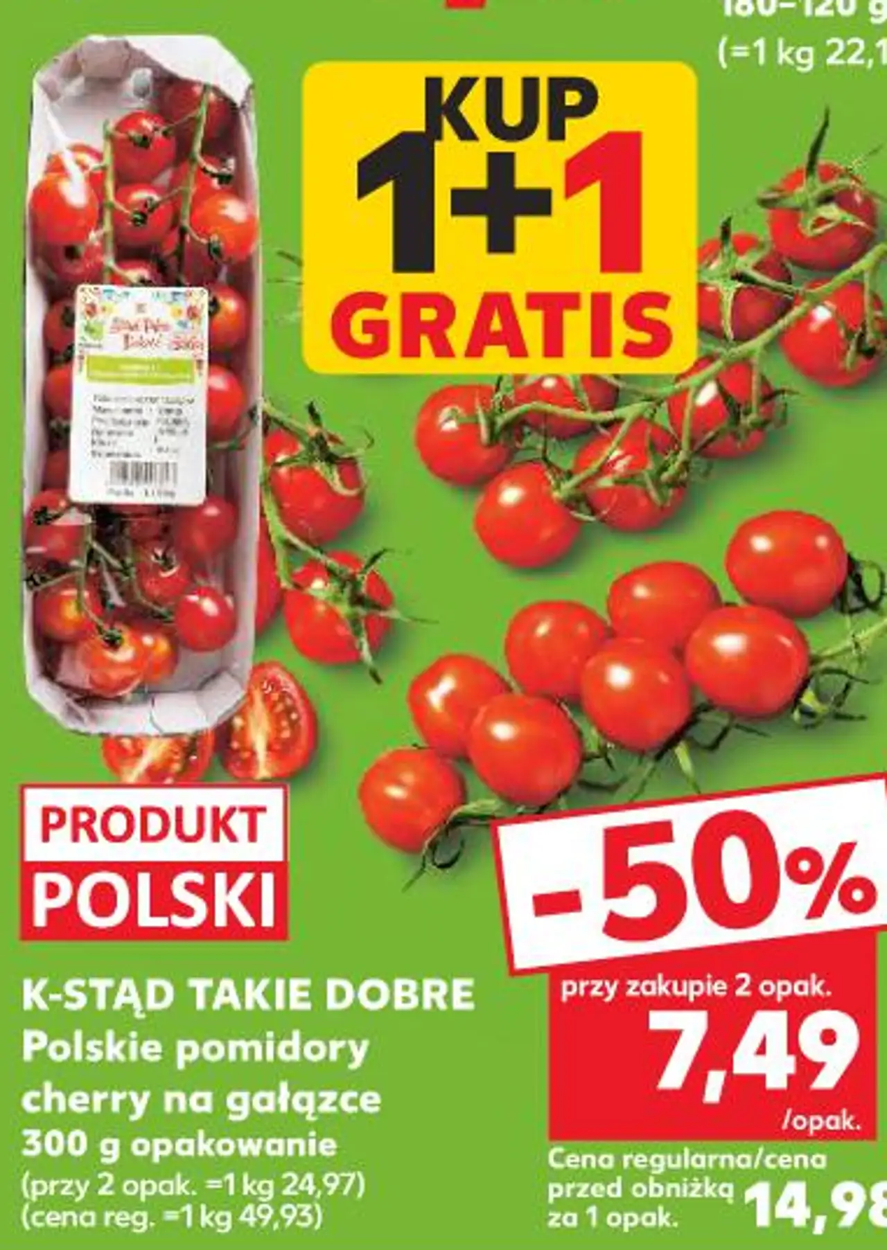 K-Stąd Takie Dobre Polskie pomidory cherry na gałązce 300 g opakowanie