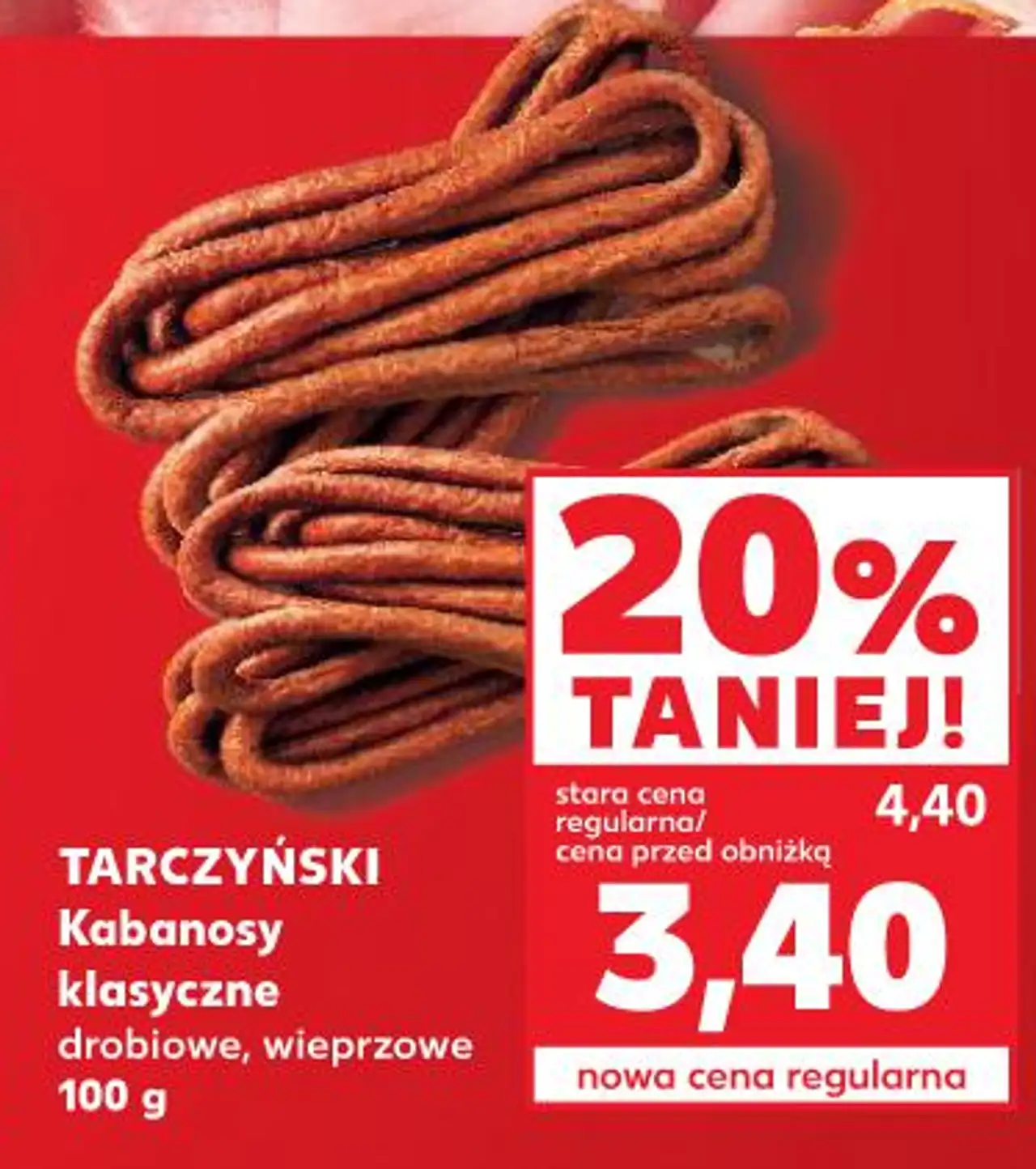 TARCZYŃSKI Kabanosy klasyczne drobiowe, wieprzowe 100 g