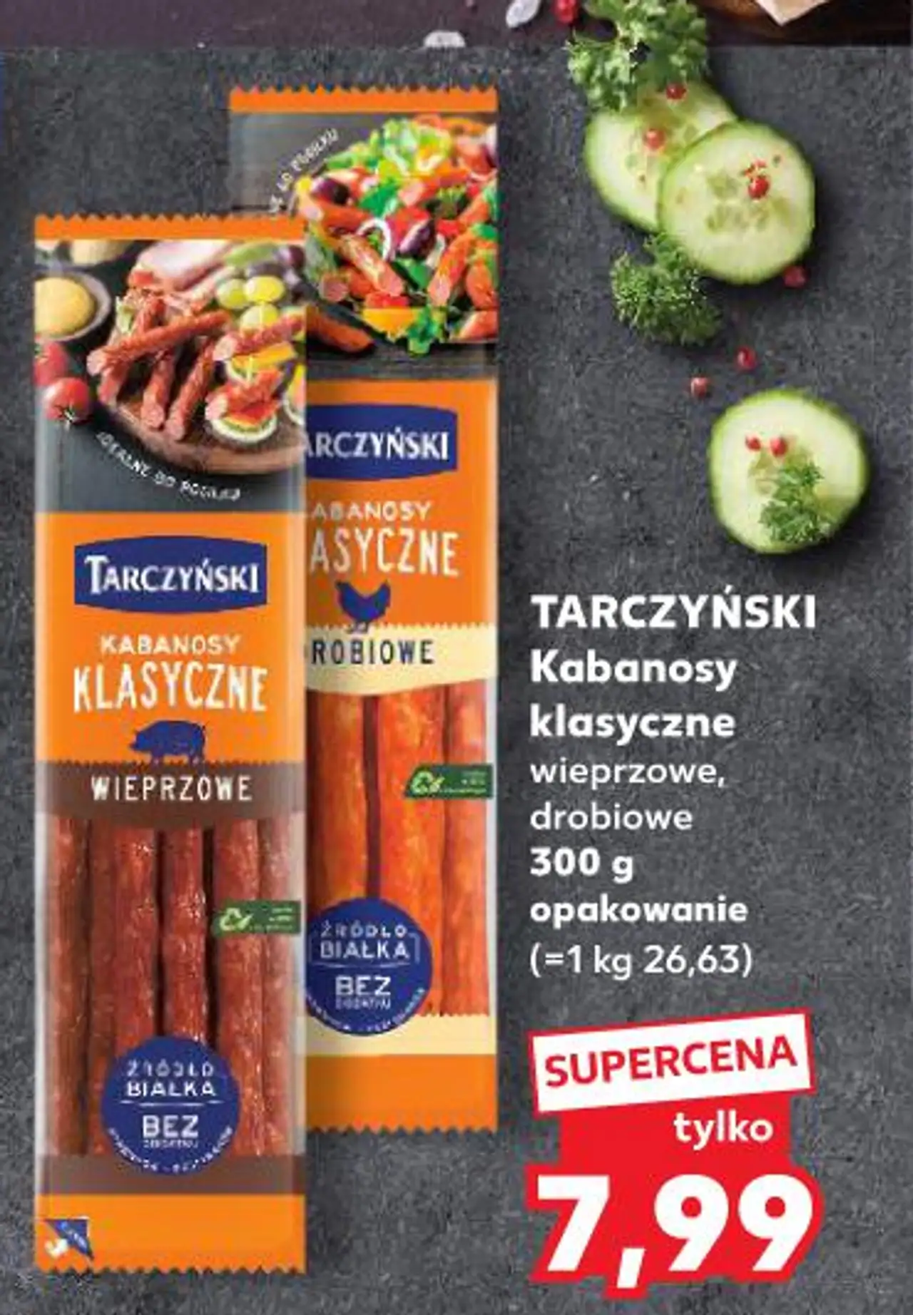 TARCZYŃSKI Kabanosy klasyczne wieprzowe, drobiowe