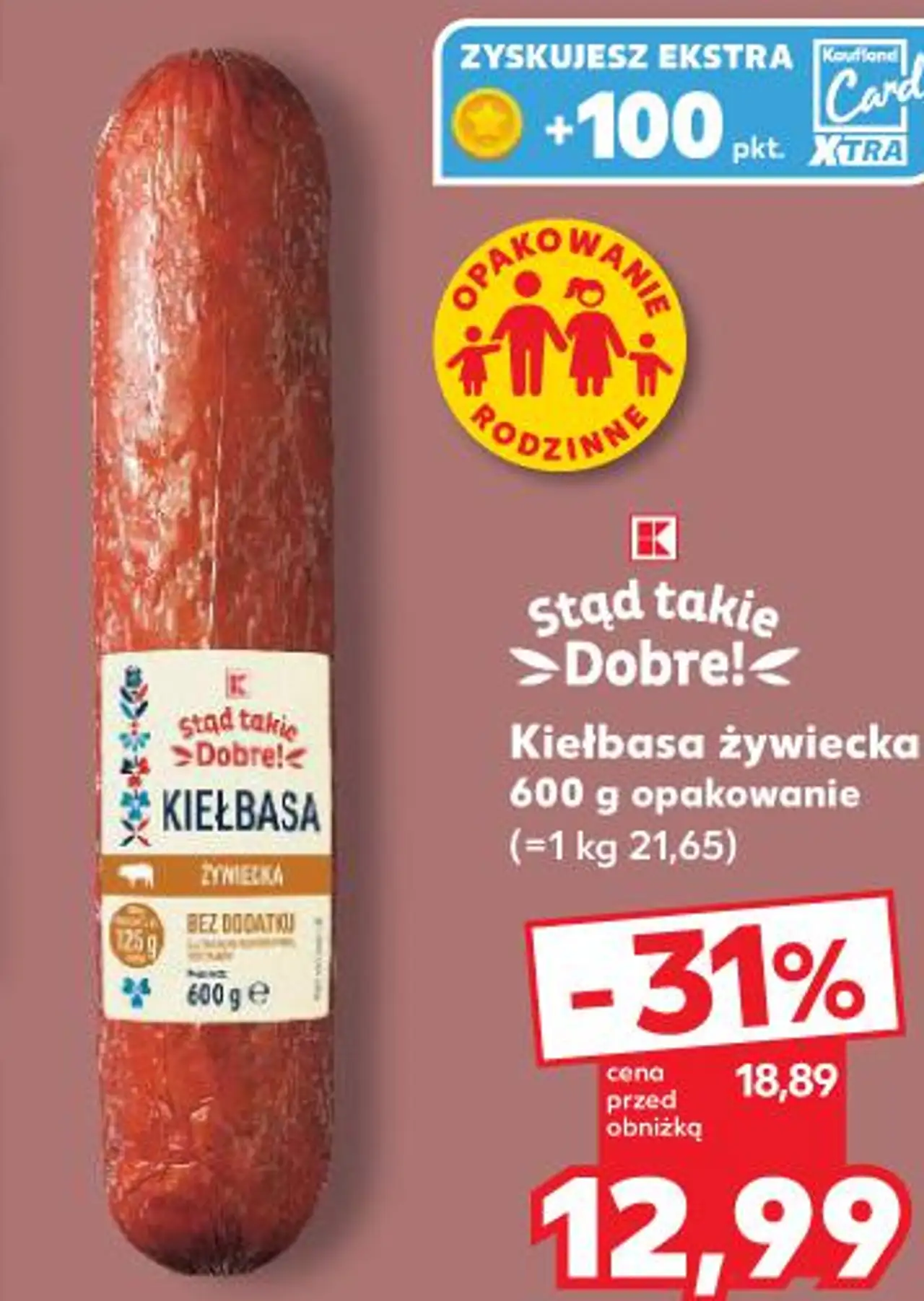 Stąd takie Dobre! Kiełbasa żywiecka 600 g opakowanie