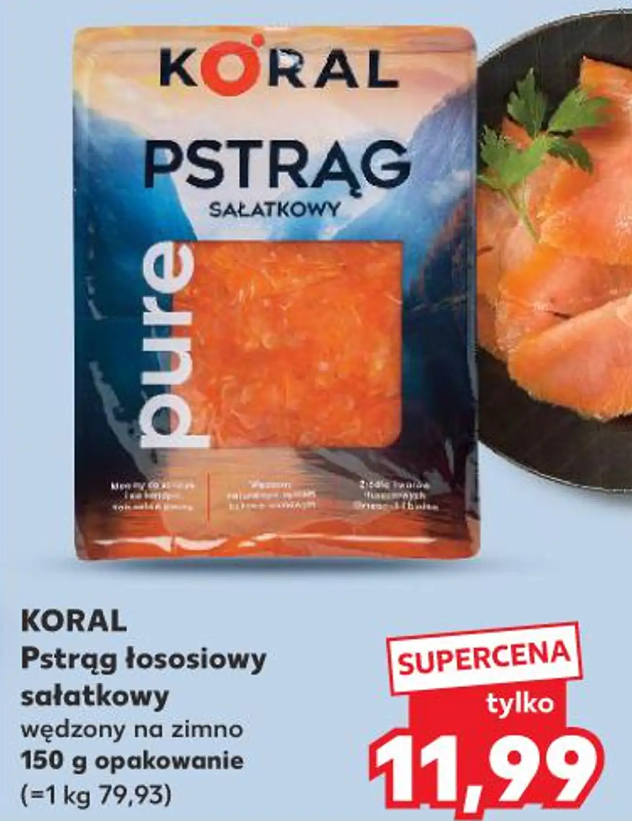 KORAL Pstrąg łososiowy sałatkowy wędzony na zimno 150 g