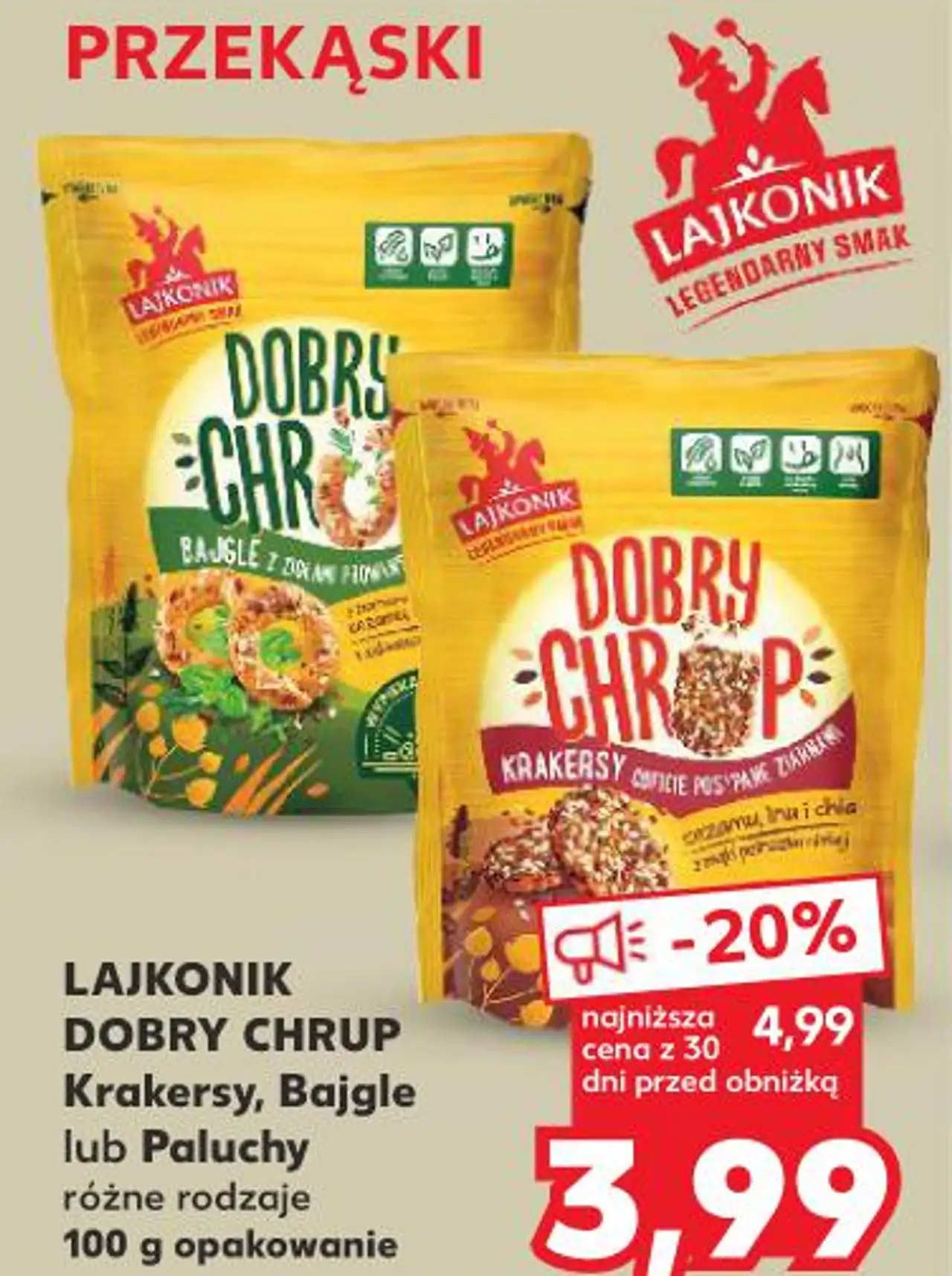 LAJKONIK DOBRY CHRUP Krakersy, Bajgle lub Paluchy