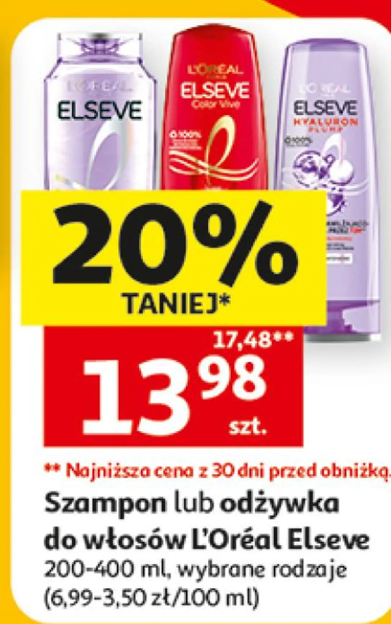 Szampon lub odżywka do włosów L'Oréal Elseve 200-400 ml, wybrane rodzaje
