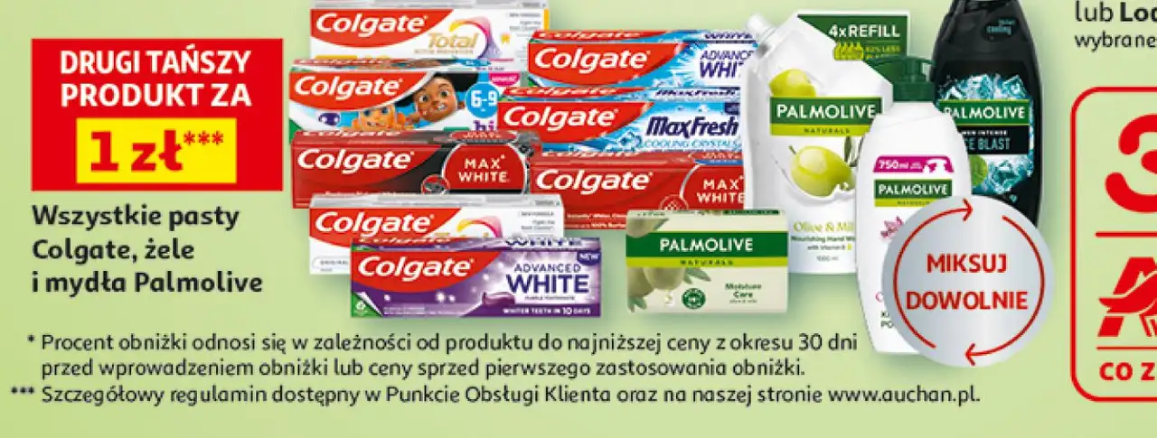 Wszystkie pasty Colgate, żele i mydła Palmolive