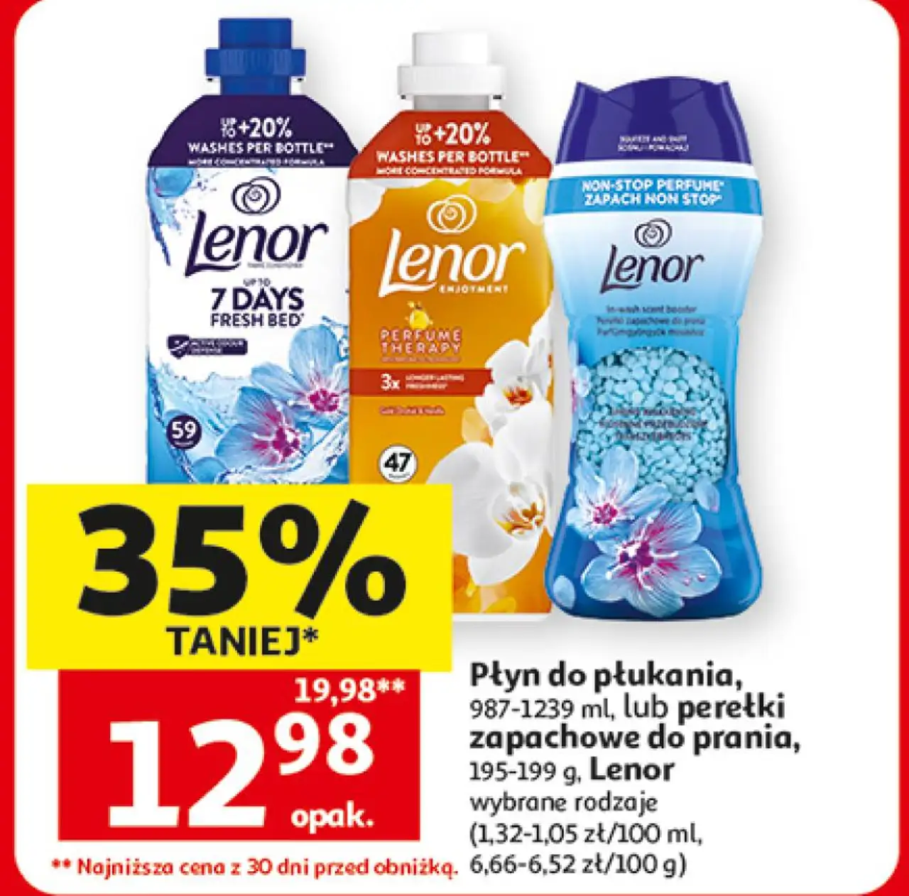Płyn do płukania, lub perełki zapachowe do prania, Lenor