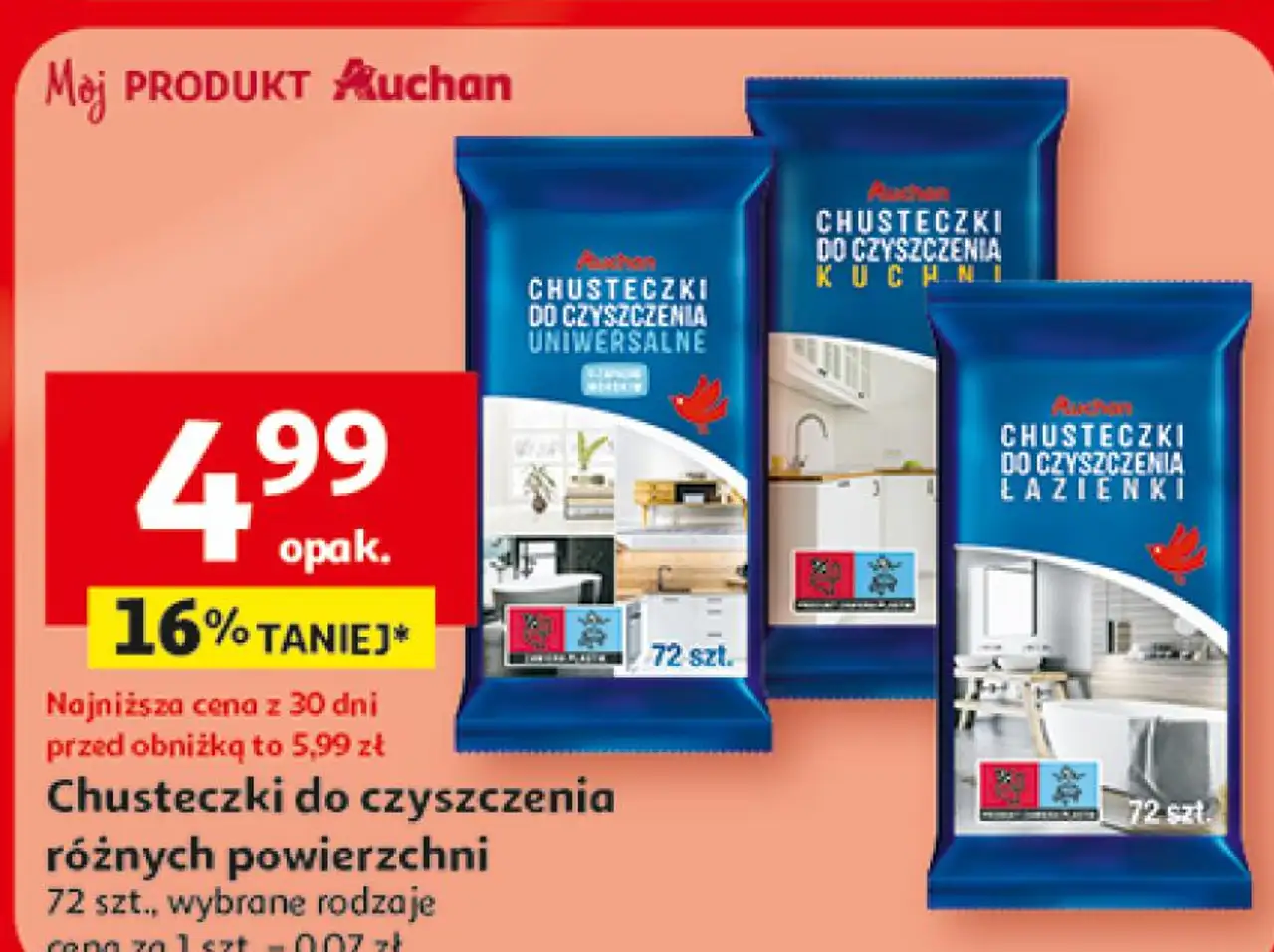 Chusteczki do czyszczenia różnych powierzchni