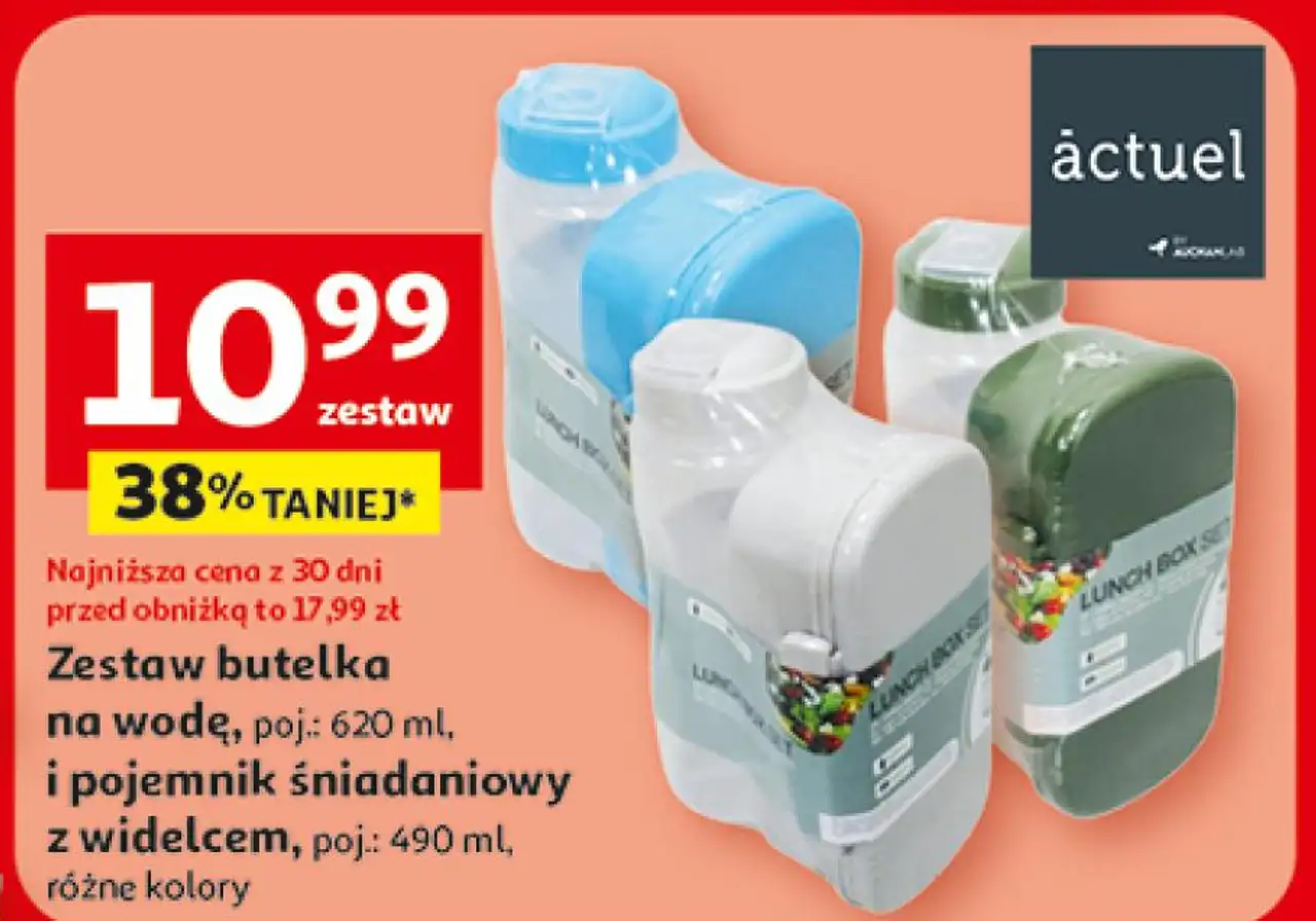 Zestaw butelka na wodę i pojemnik śniadaniowy z widelcem