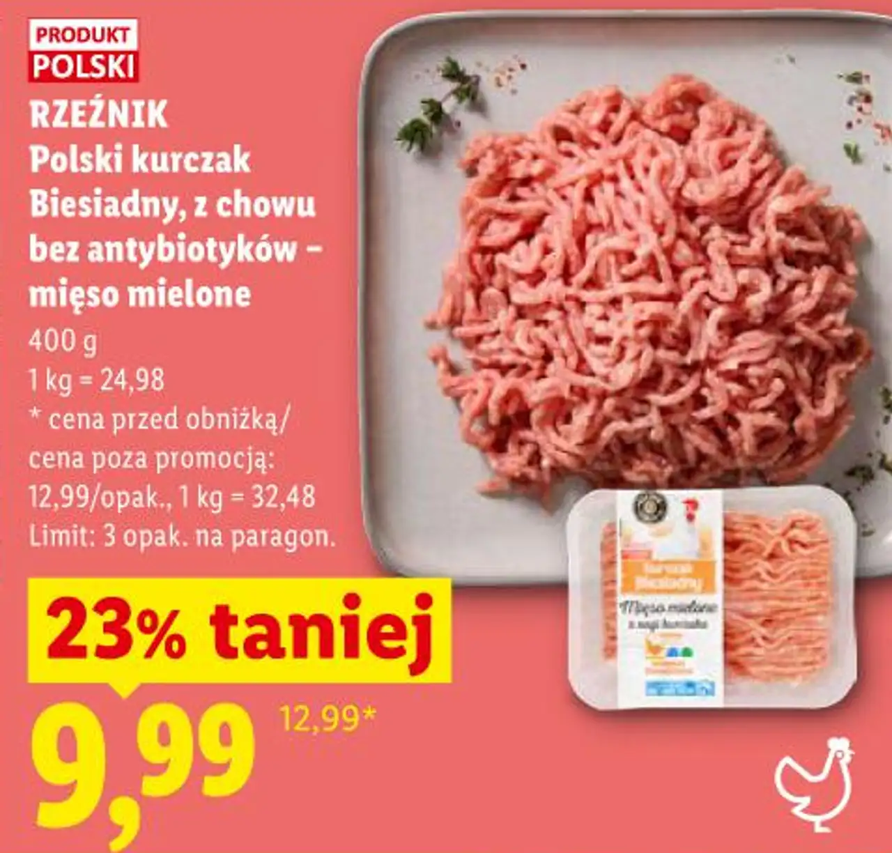 RZEŹNIK Polski kurczak Biesiadny, z chowu bez antybiotyków - mięso mielone