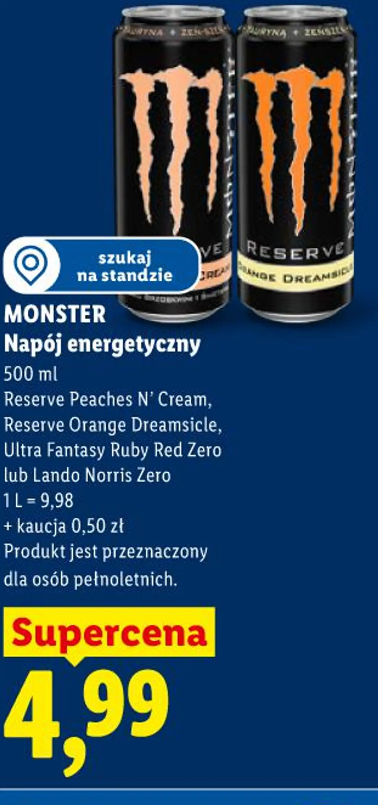 Napój energetyczny 500 ml Reserve Peaches N' Cream, Reserve Orange Dreamsicle, Ultra Fantasy Ruby Red Zero lub Lando Norris Zero