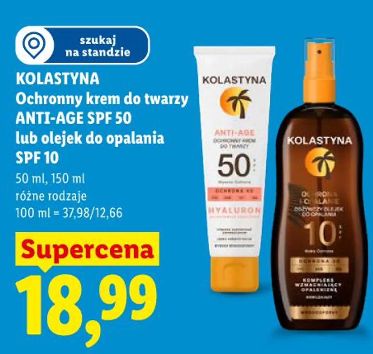 KOLASTYNA Ochronny krem do twarzy ANTI-AGE SPF 50 lub olejek do opalania SPF 10