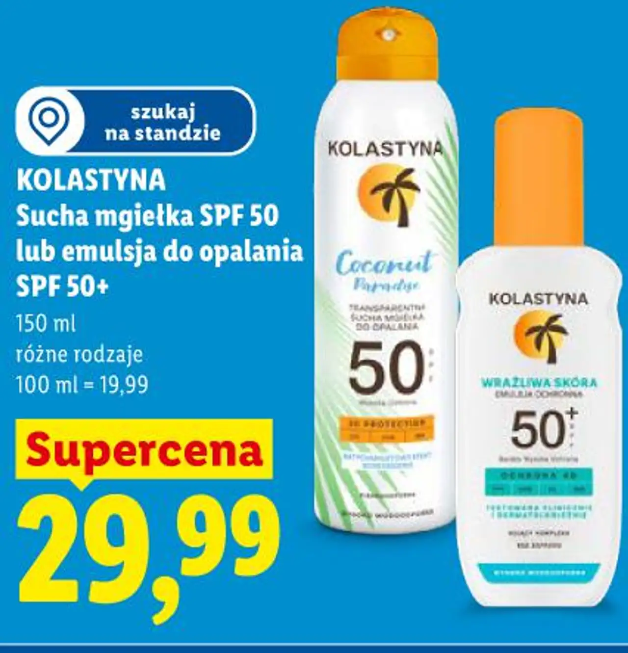 KOLASTYNA Sucha mgiełka SPF 50 lub emulsja do opalania SPF 50+