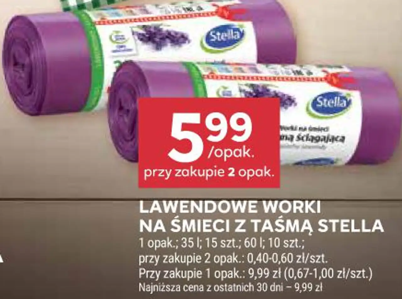 LAWENDOWE WORKI NA ŚMIECI Z TAŚMĄ STELLA