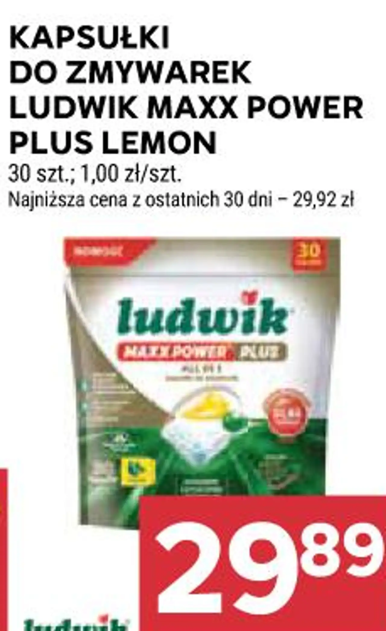 KAPSUŁKI DO ZMYWAREK LUDWIK MAXX POWER PLUS LEMON