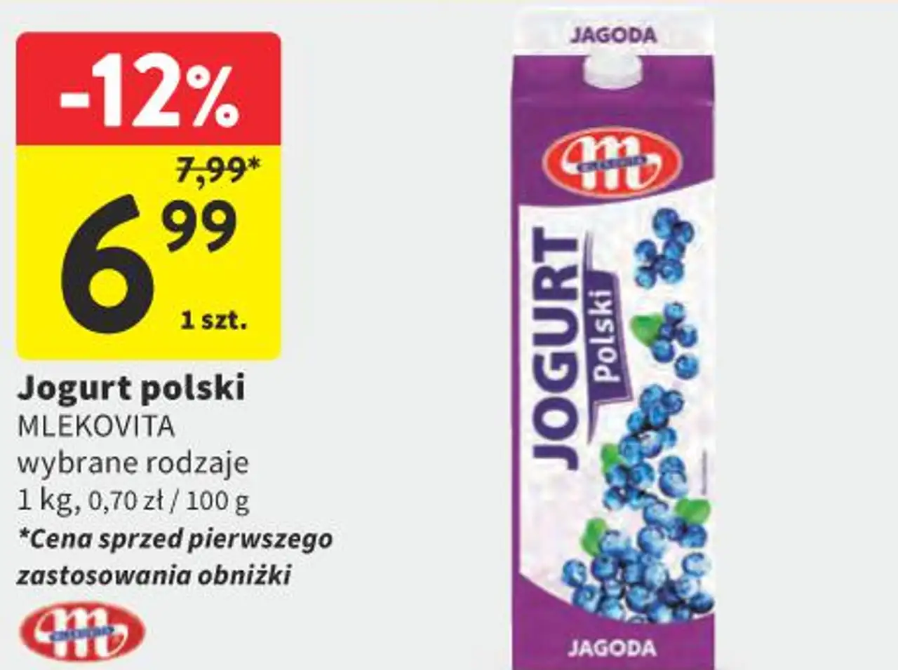 Jogurt polski MLEKOVITA wybrane rodzaje 1 kg