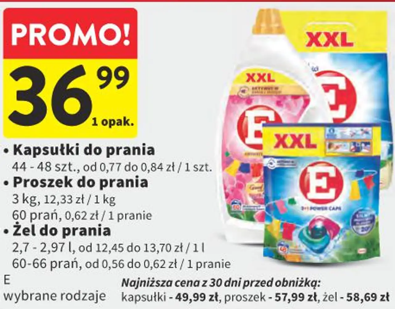Kapsułki do prania Proszek do prania Żel do prania E
