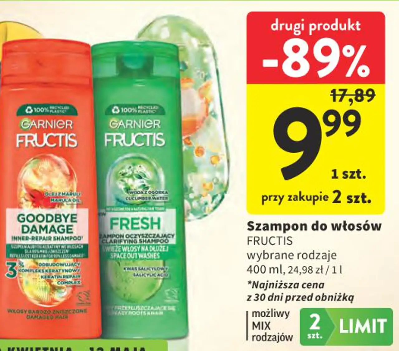 Szampon do włosów FRUCTIS wybrane rodzaje 400 ml