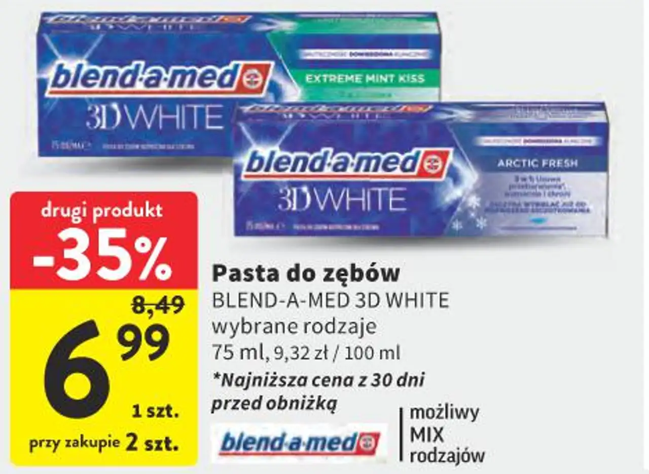 Pasta do zębów BLEND-A-MED 3D WHITE wybrane rodzaje 75 ml