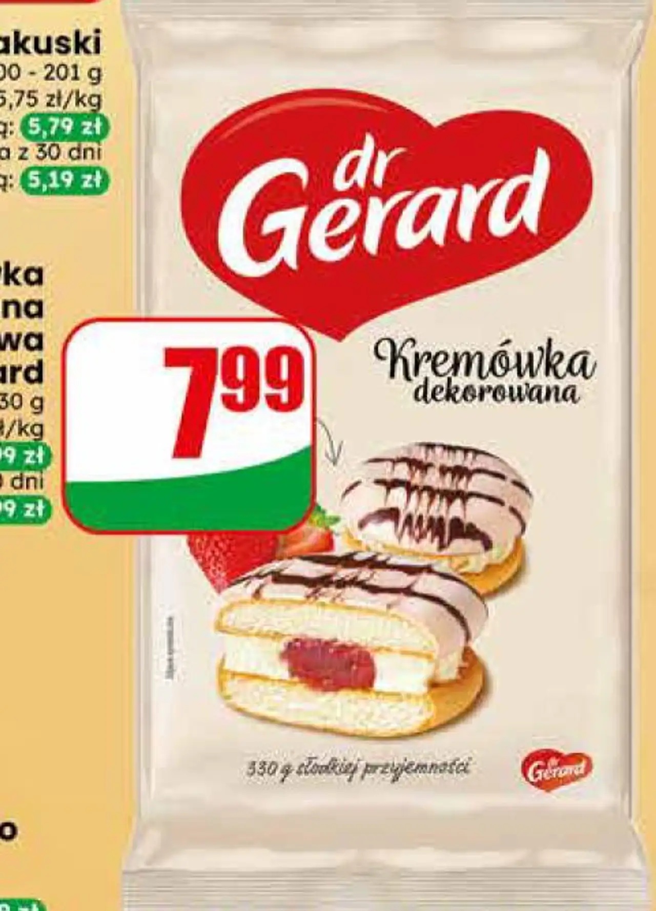 Ciastka Kremówka dekorowana truskawkowa Dr Gerard 330 g