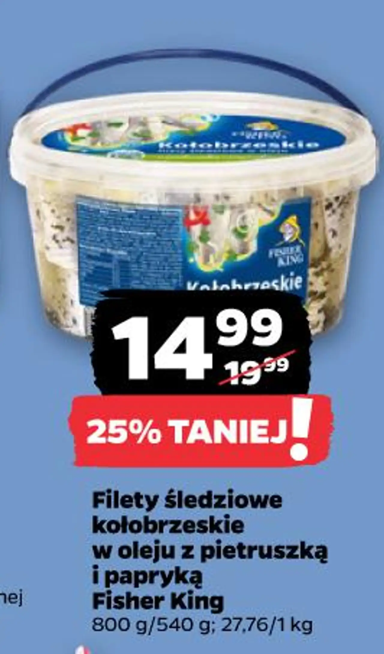 Filety śledziowe kołobrzeskie w oleju z pietruszką i papryką Fisher King 800 g/540 g