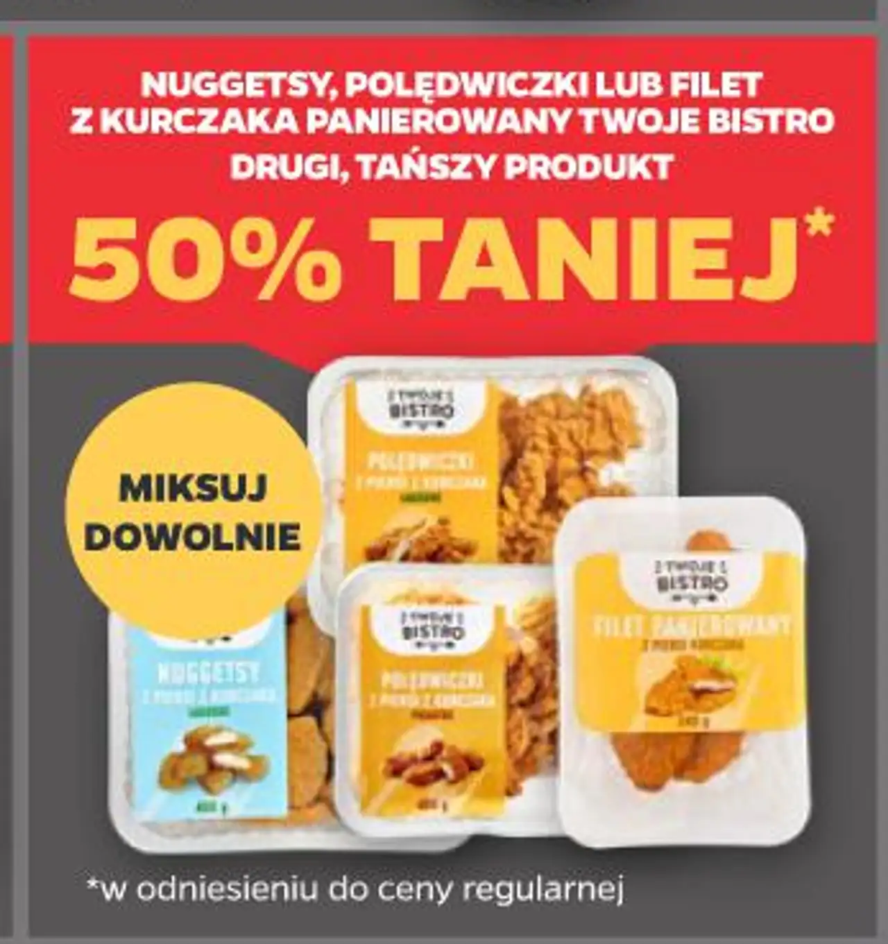 Nuggetsy, polędwiczki lub filet z kurczaka panierowany Twoje Bistro