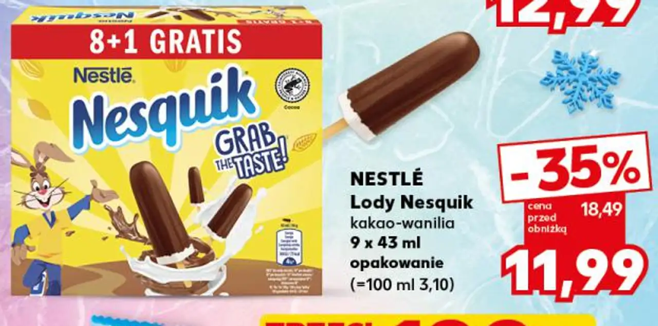 NESTLÉ Lody Nesquik kakao-wanilia 9 x 43 ml opakowanie