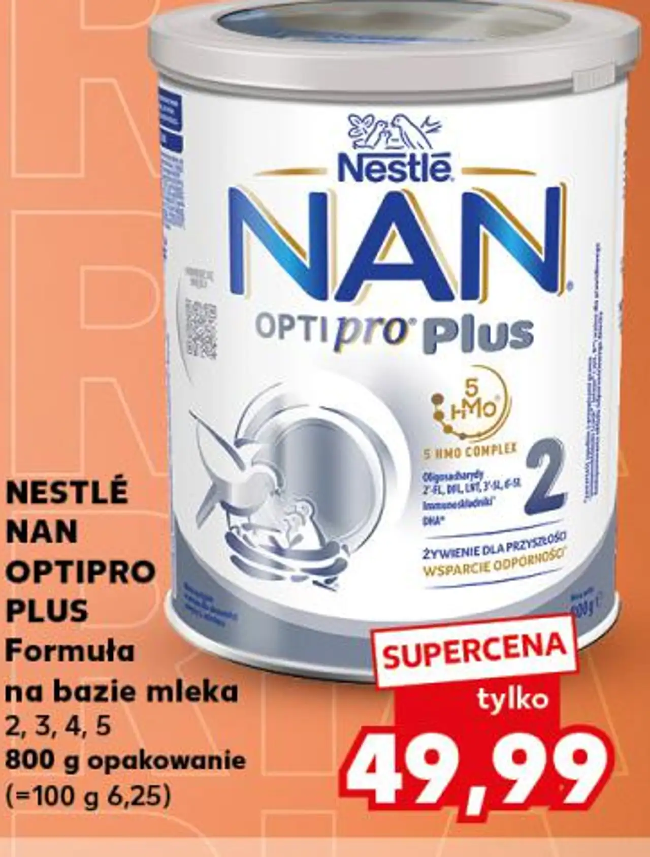 NAN OPTIPRO PLUS Formuła na bazie mleka 2, 3, 4, 5 800 g opakowanie