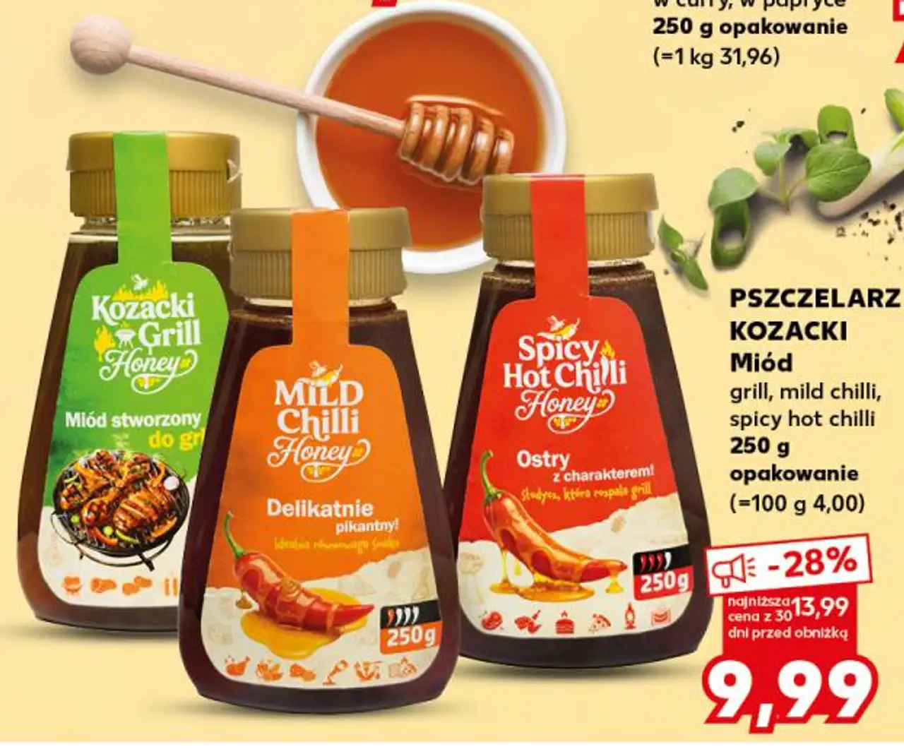 PSZCZELARZ KOZACKI Miód grill, mild chilli, spicy hot chilli 250 g opakowanie