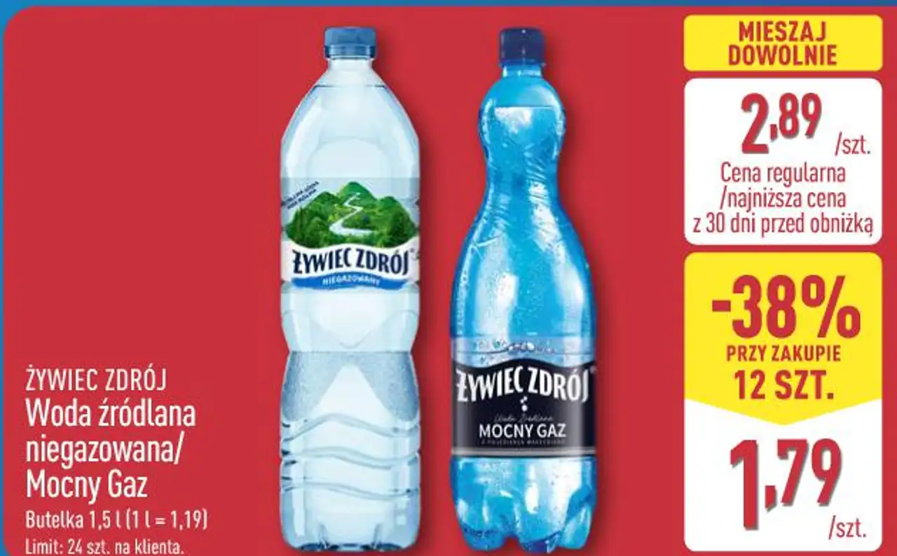 ŻYWIEC ZDRÓJ Woda źródlana niegazowana/Mocny Gaz