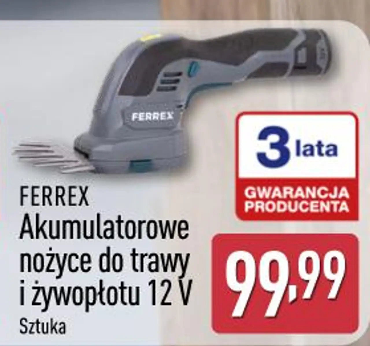 Akumulatorowe nożyce do trawy i żywopłotu 12 V FERREX