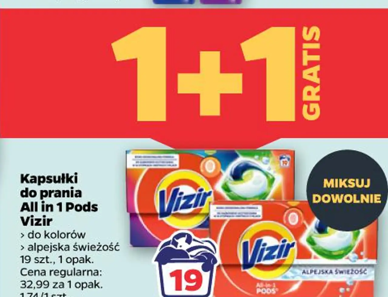 Kapsułki do prania All in 1 Pods Vizir > do kolorów > alpejska świeżość