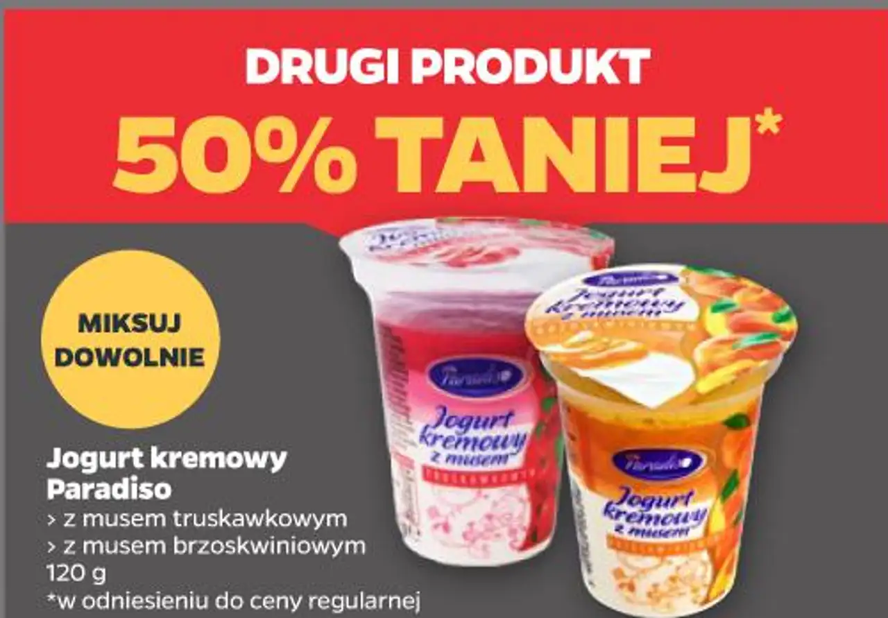Jogurt kremowy Paradiso > z musem truskawkowym > z musem brzoskwiniowym