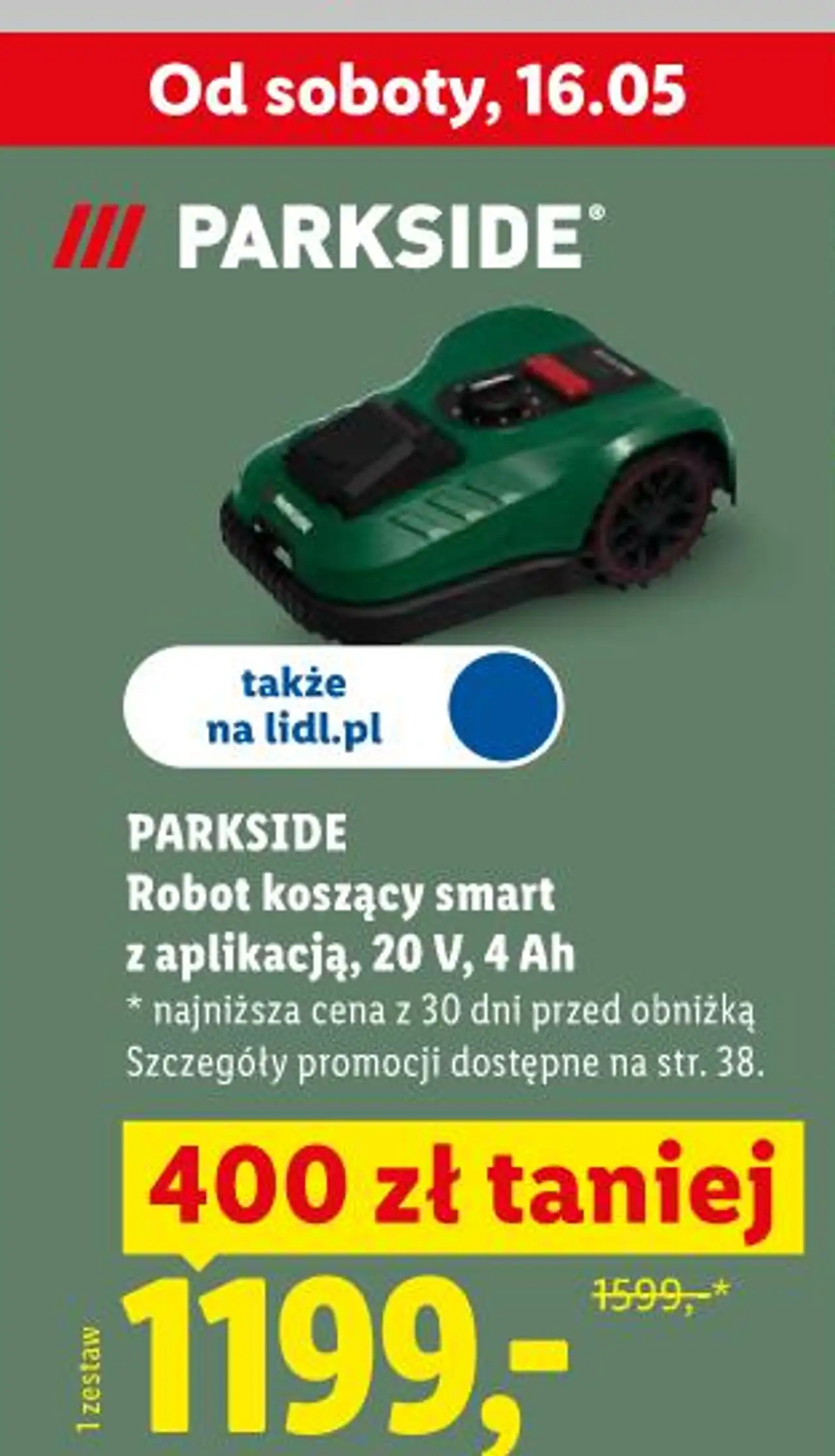 PARKSIDE Robot koszący smart z aplikacją, 20 V, 4 Ah