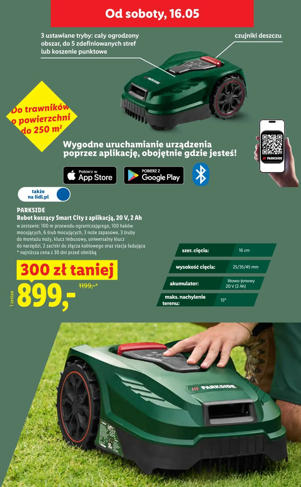 PARKSIDE Robot koszący Smart City z aplikacją, 20 V, 2 Ah
