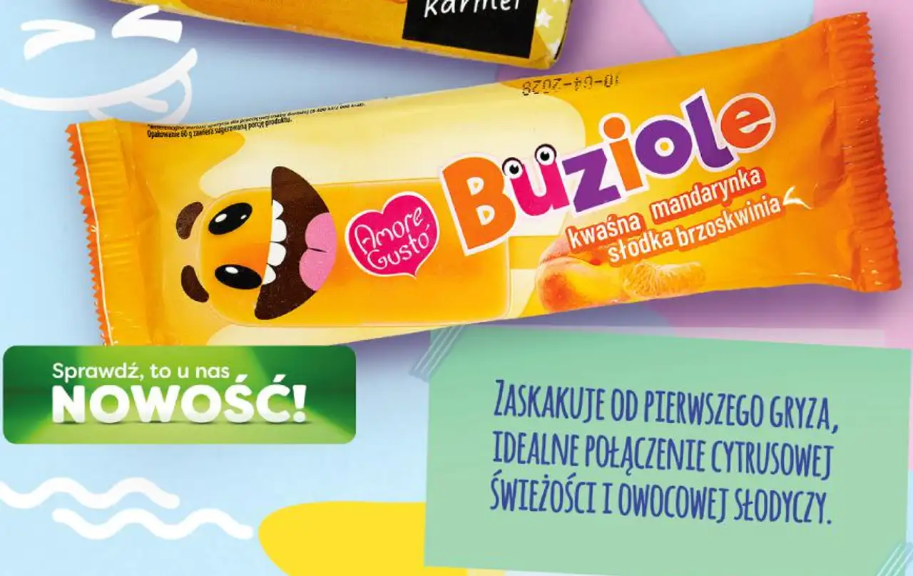 Lody Amore Gusto Buziole kwaśna mandarynka słodka brzoskwinia