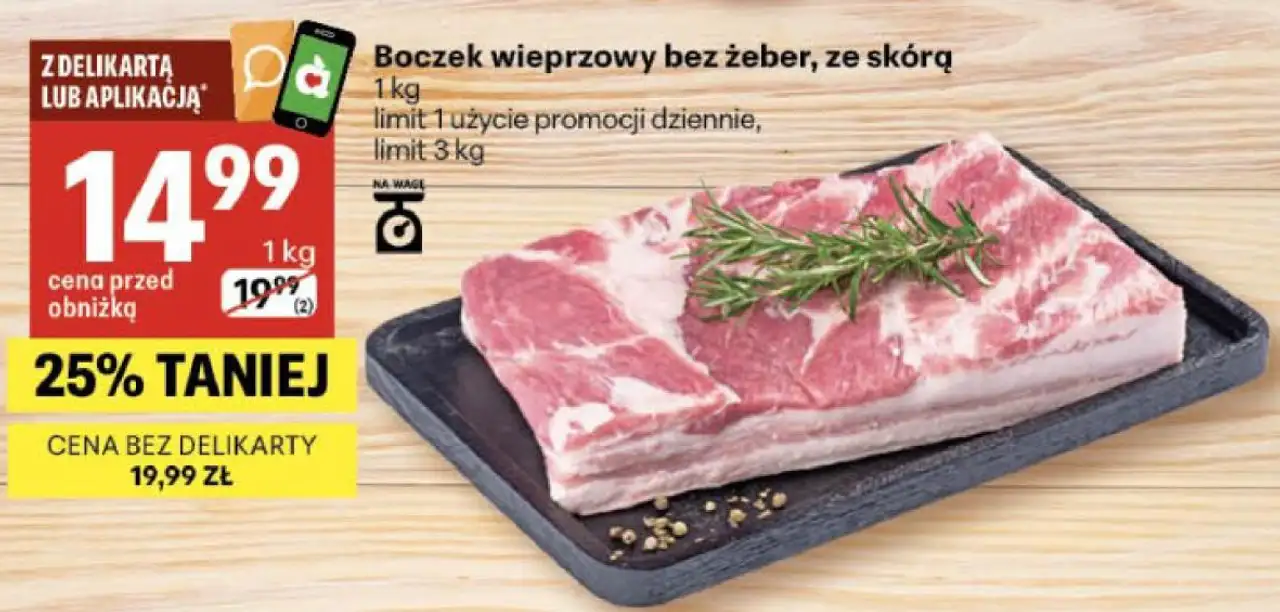 Boczek wieprzowy bez żeber, ze skórą 1 kg