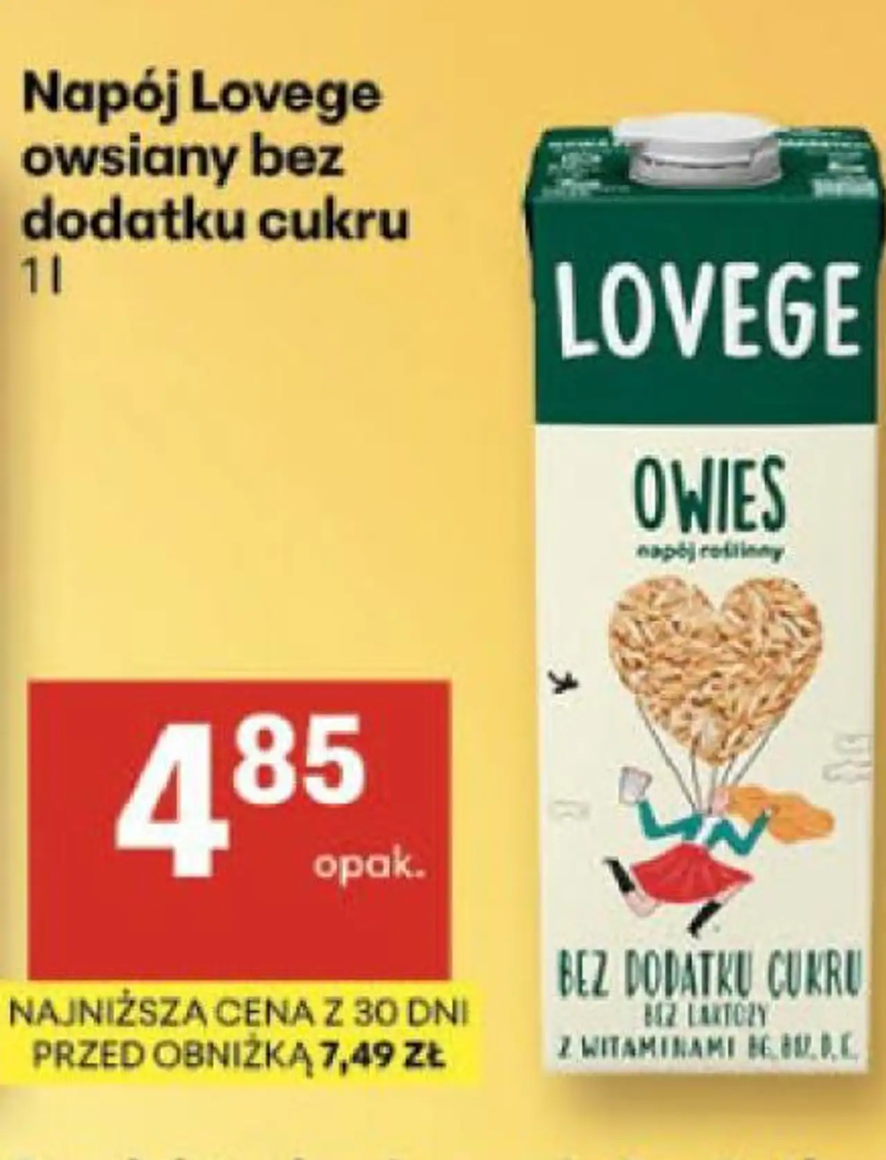 Napój Lovege owsiany bez dodatku cukru