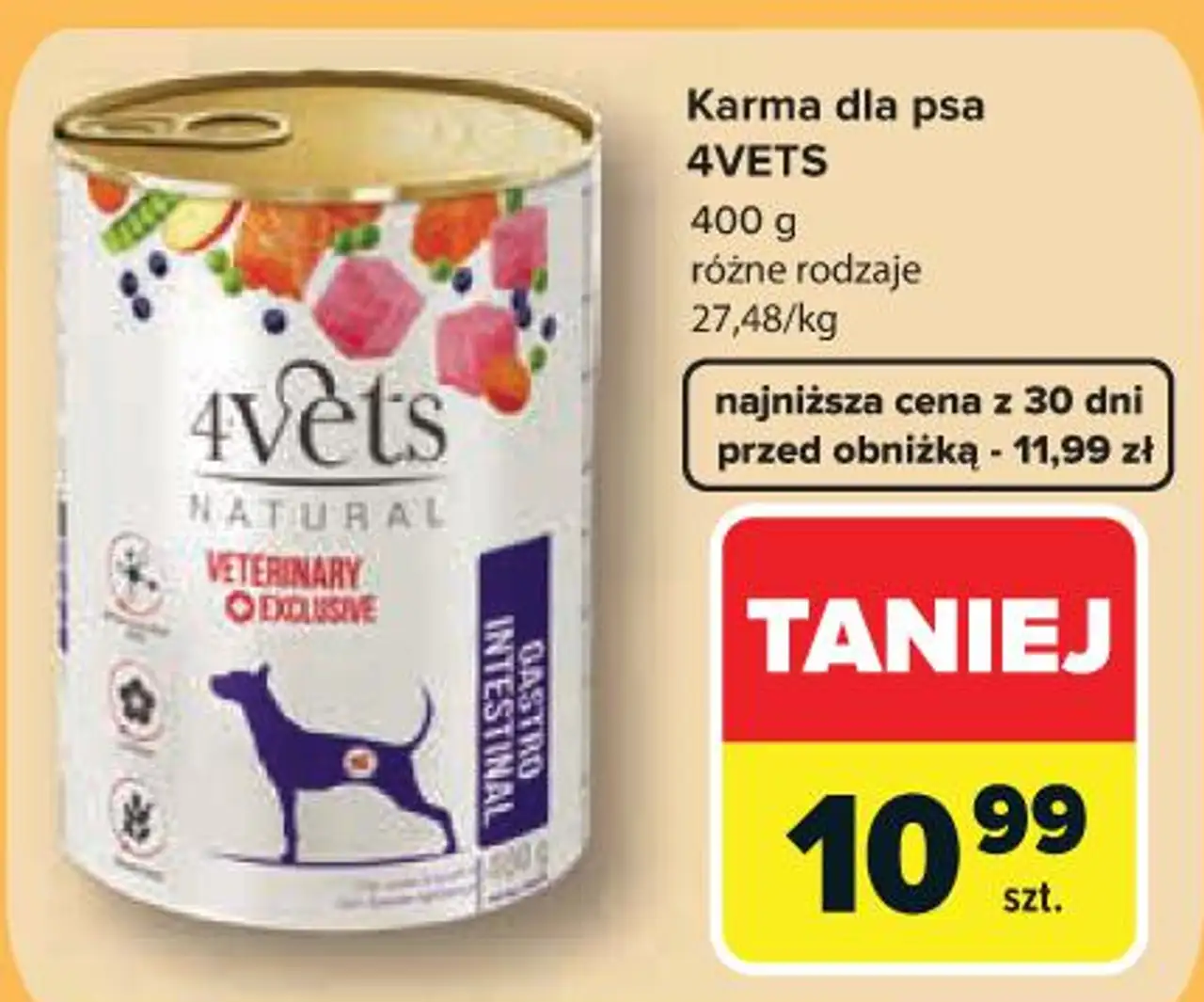 Karma dla psa 4VETS 400 g różne rodzaje