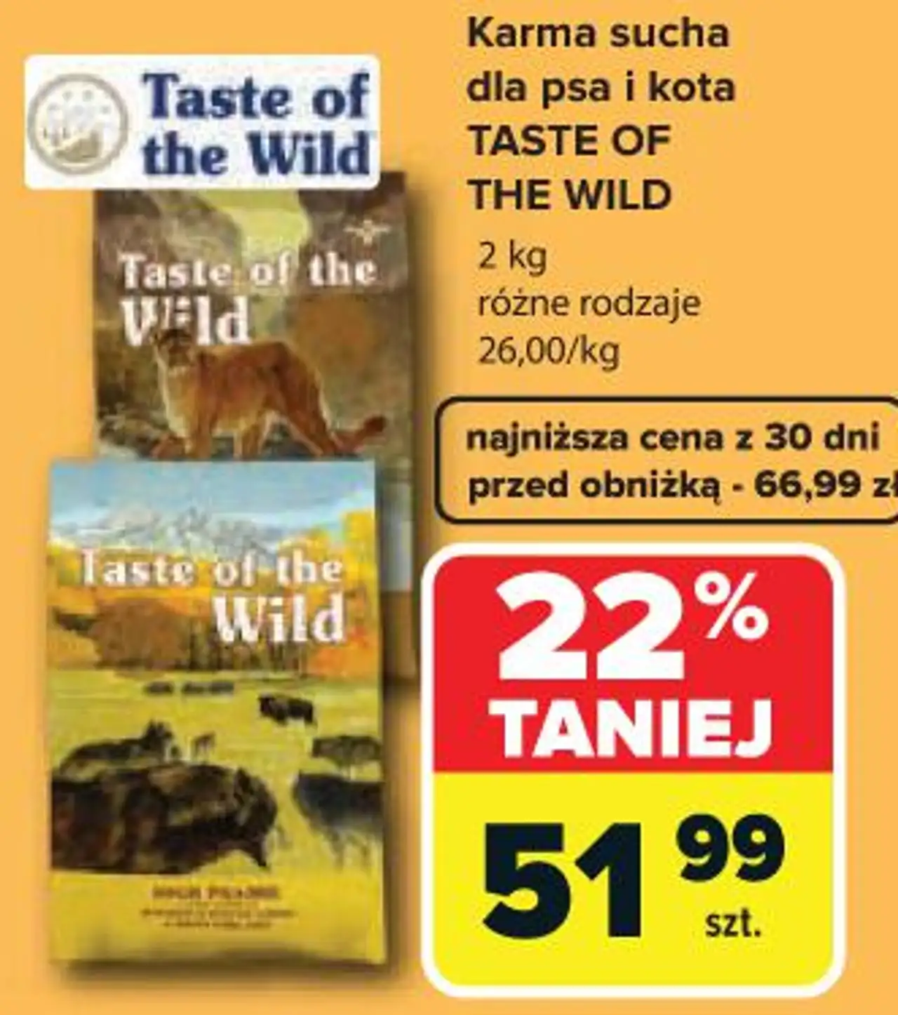 Karma sucha dla psa i kota TASTE OF THE WILD 2 kg różne rodzaje