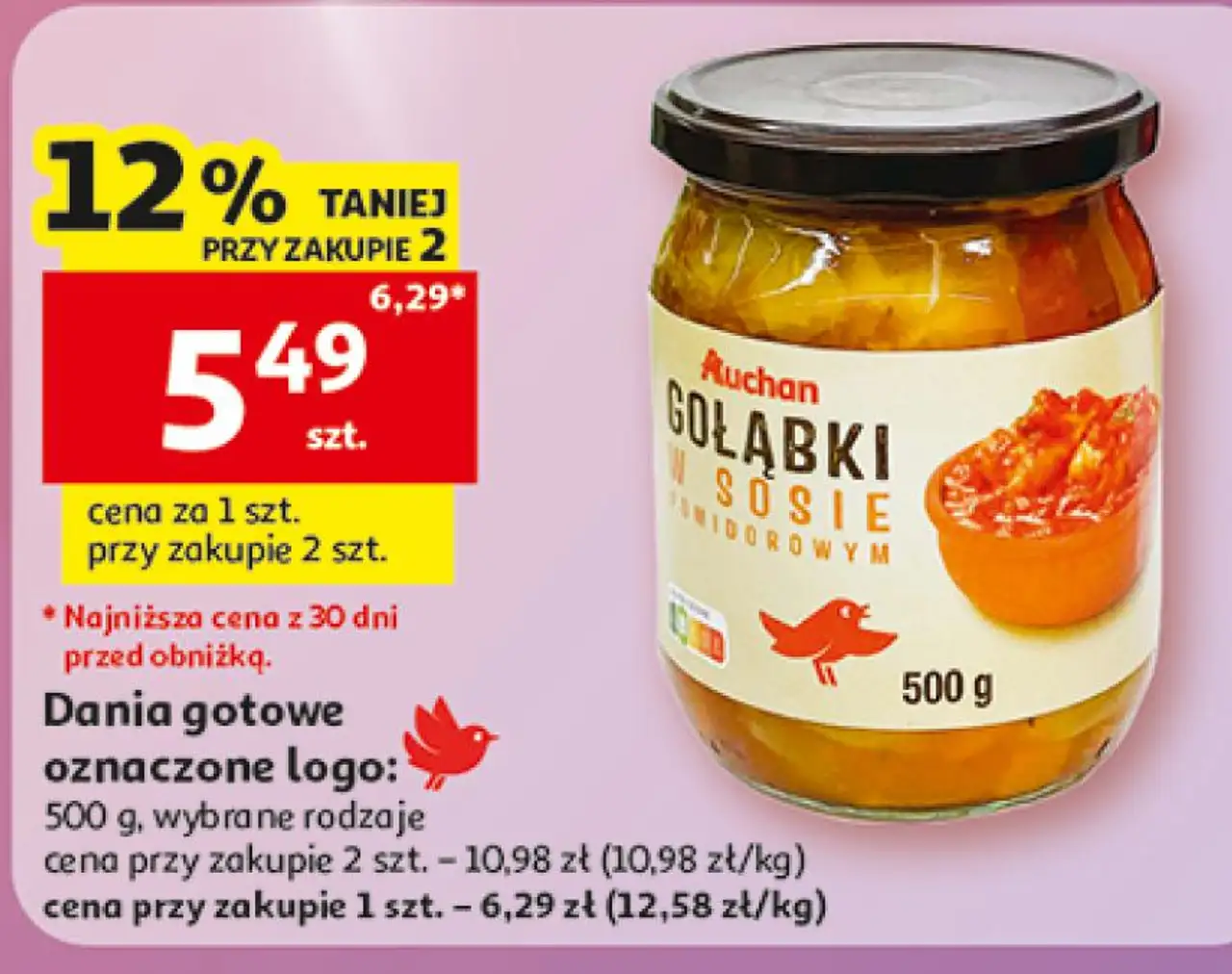 Dania gotowe oznaczone logo Auchan 500 g, wybrane rodzaje